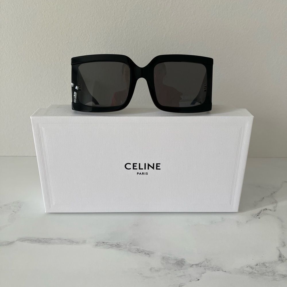 Celine Oversized Square Sunglasses 60mm Black - Picture 3 of 6
